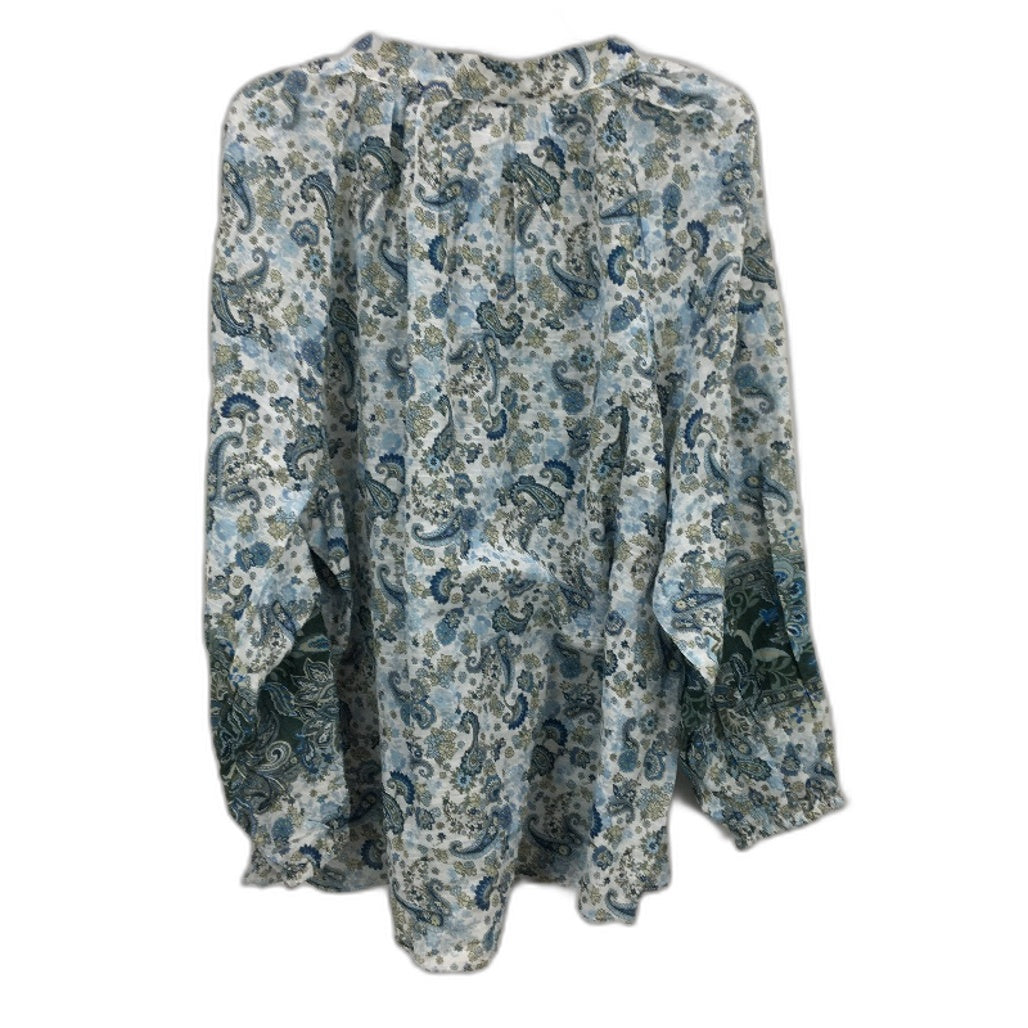 Just Jeans Lorelai Button Thru Paisley Green Blouse Ladies Size AU 18 Curve NEW