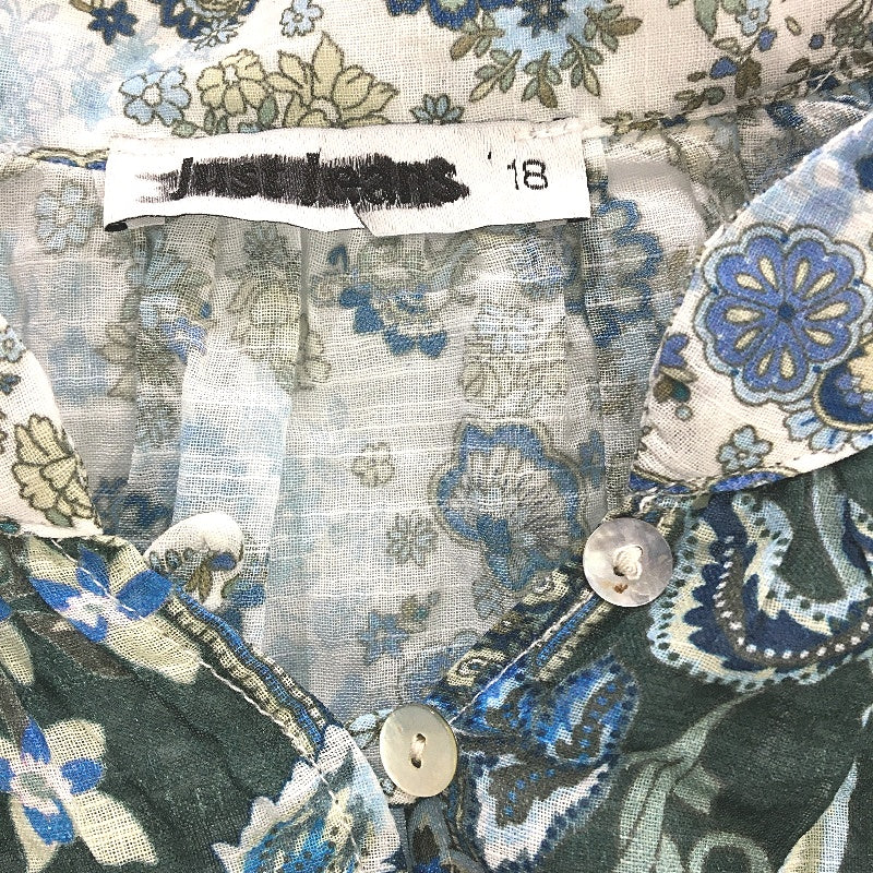 Just Jeans Lorelai Button Thru Paisley Green Blouse Ladies Size AU 18 Curve NEW