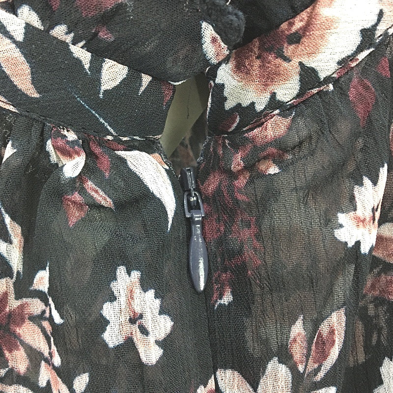 Jacqui.E Melania Flower Whispers Frill Detail Black Blouse Ladies Size AU 18 NEW