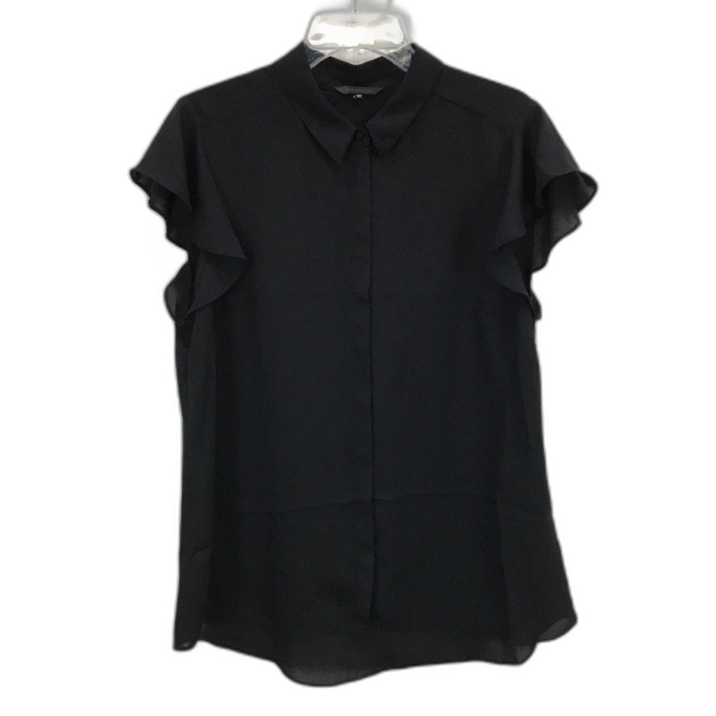 Portmans Aria Ruffle Flounced Sleeve Black Shirt Ladies Size AU 16 NEW