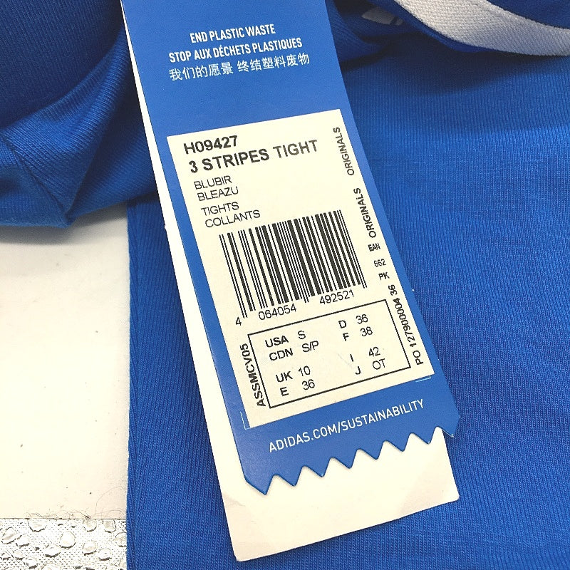 Adidas AdiColor Classics 3 Stripes Blue Bird Cotton Tights Ladies Size UK 10 NEW