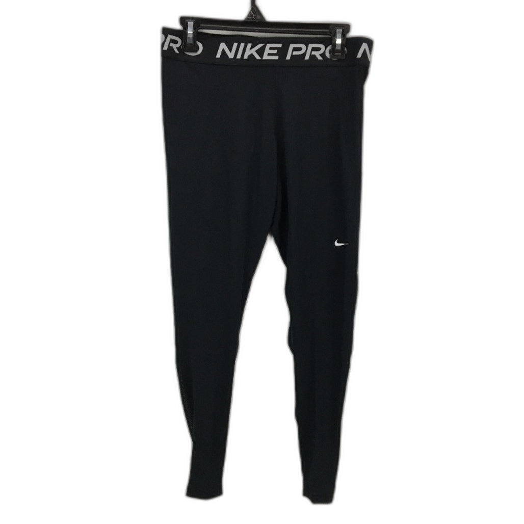 Nike Pro Mid Rise Mesh Paneled Tight Fit Black Leggings Ladies Size Large NEW