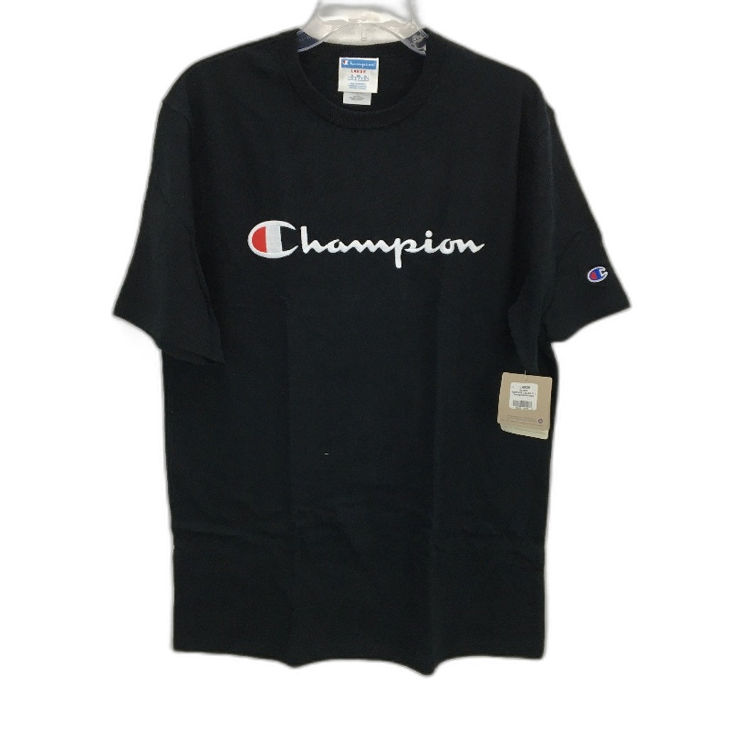 Champion Script Short Sleeve Black Heritage Tee Shirt Mens Size Large NEW