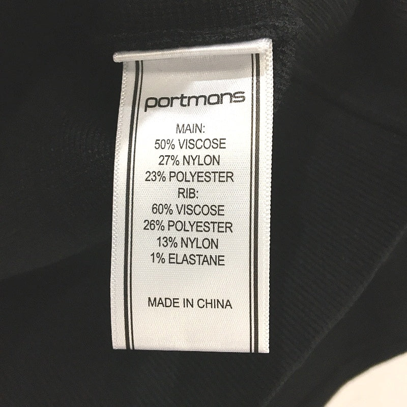 Portmans Camille Collared Knit Black Long Sleeve Top Ladies Size Medium NEW