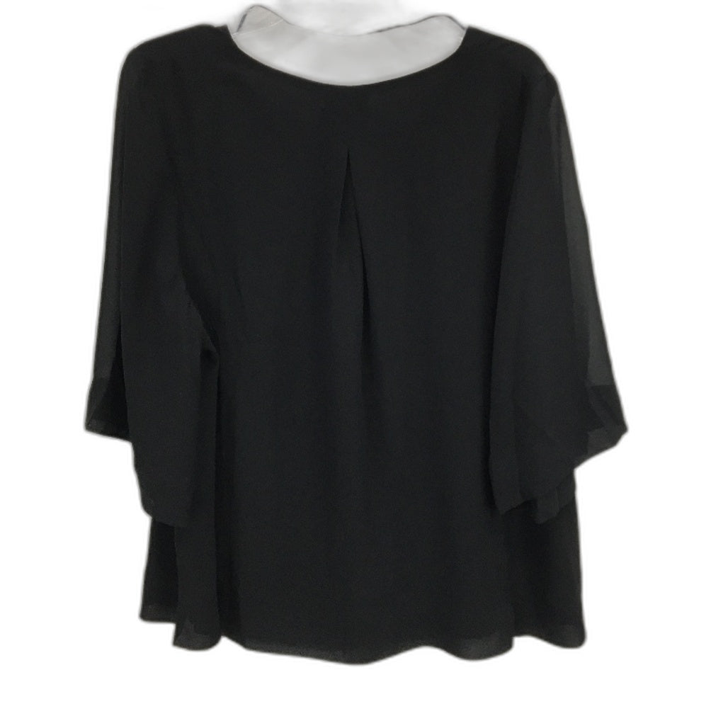 Jacqui.E Sera Black V Neck Elbow Drape Top Ladies Size AU 16 NEW