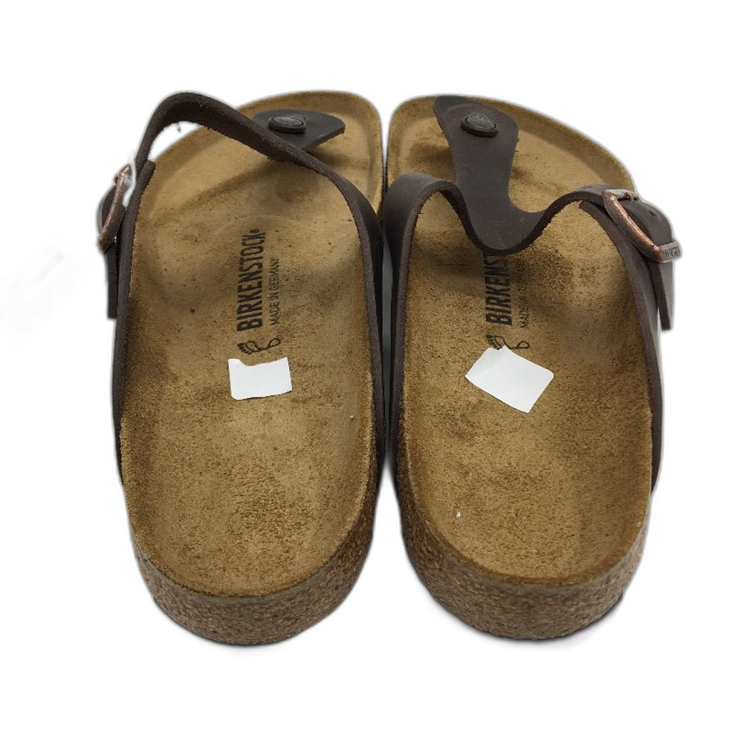 Birkenstock Gizeh Regular Brown Waxy Leather Thong Sandals Mens US 12 EU 45 NEW