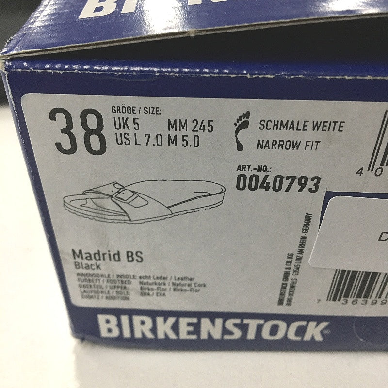 Birkenstock Madrid Black Narrow Fit Single Buckle Slides Unisex EU 38 L7 M5 NEW