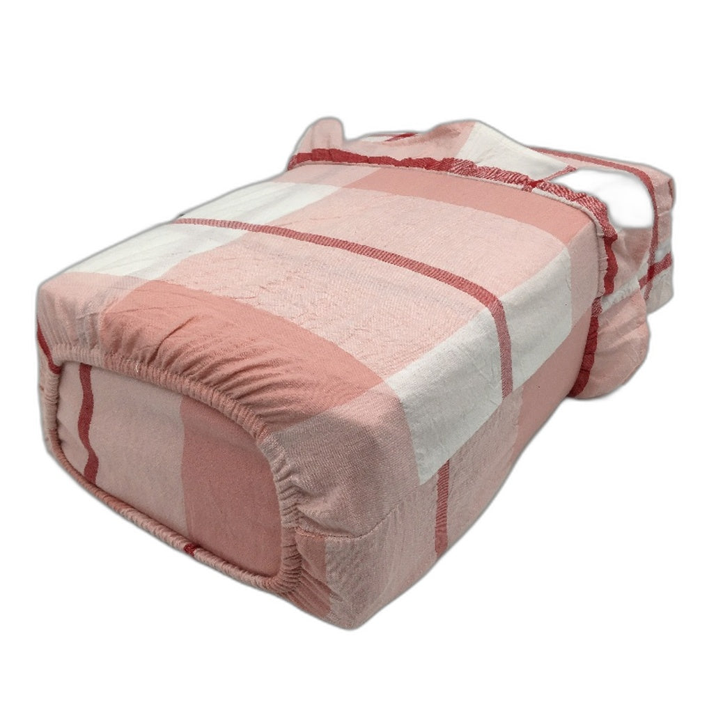 Easy Care Pink Ruffle Check Seersucker 100% Cotton Quilt Cover Set QUEEN Bed NEW