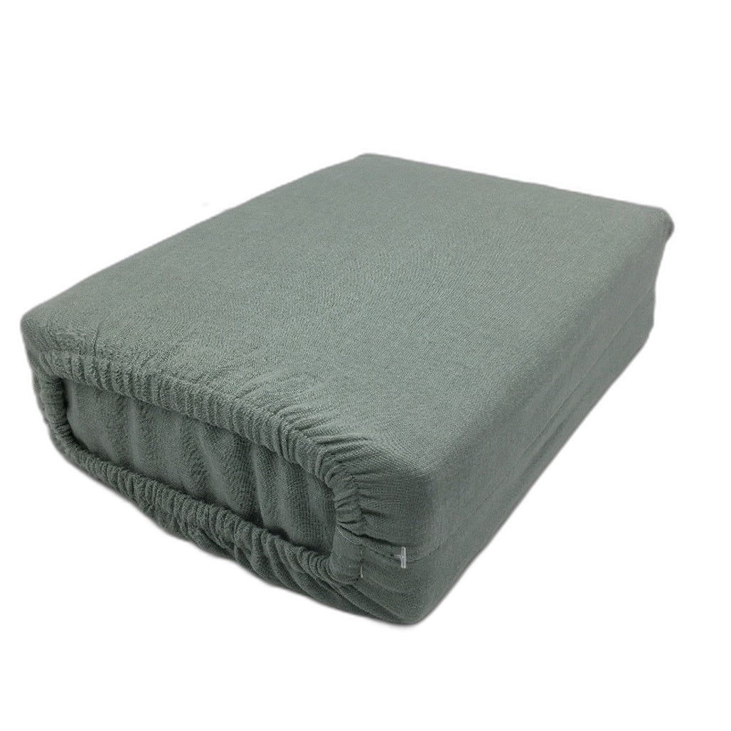 Kayden Linen Cotton Sage Green Coconut Button Quilt Cover Set QUEEN NEW