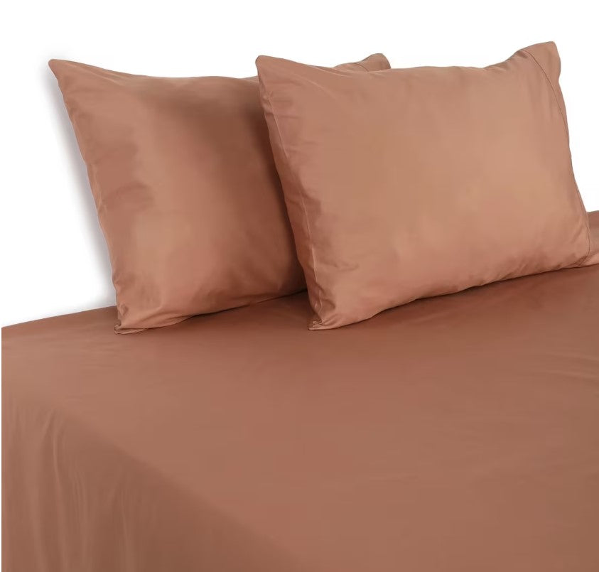 Rust Tan 500 Thread Count BCI Australian Grown Cotton Sheet Set QUEEN NEW