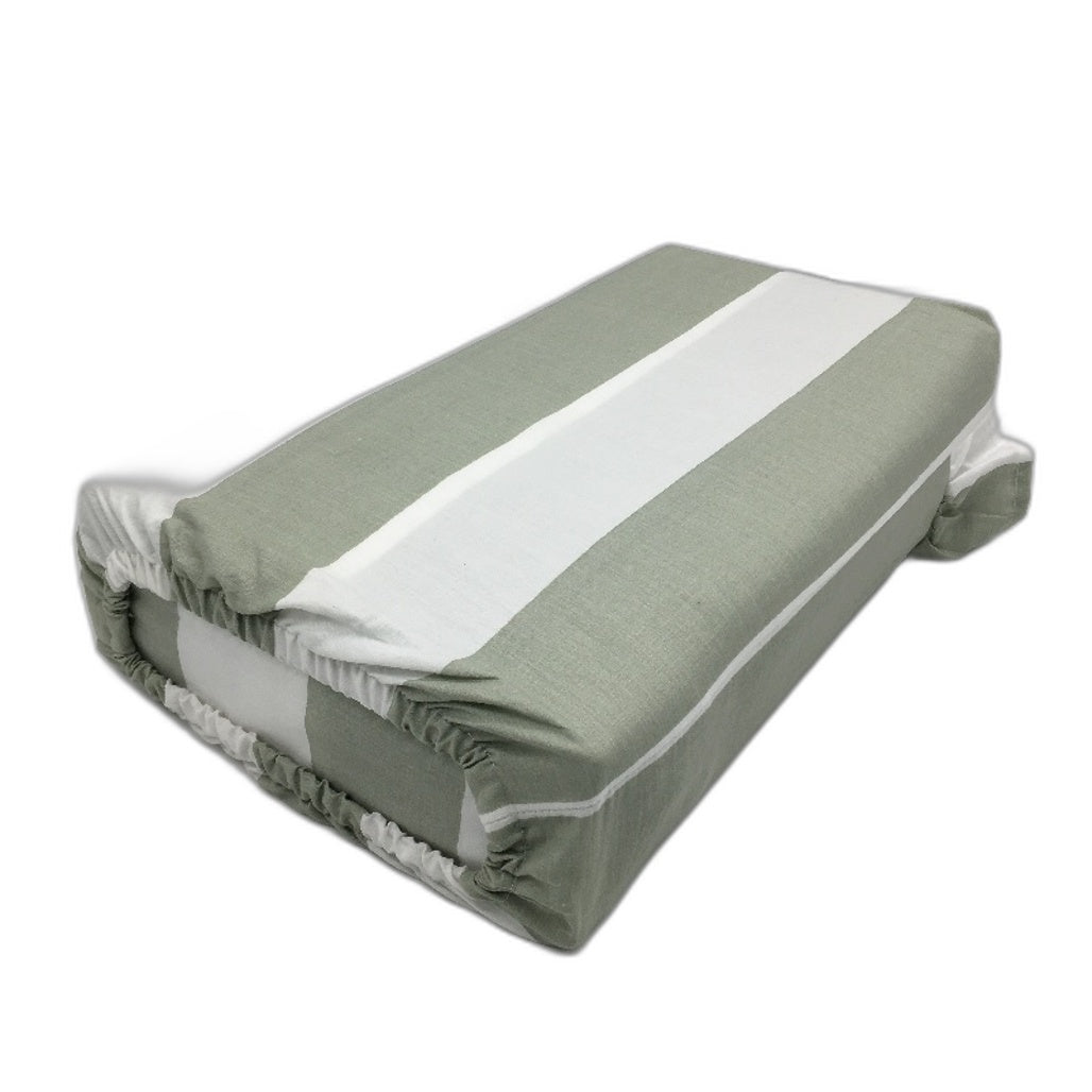 Green Striped 250 Thread Count Ruffle Cotton Sheet Set -1 Pillowcase QUEEN NEW