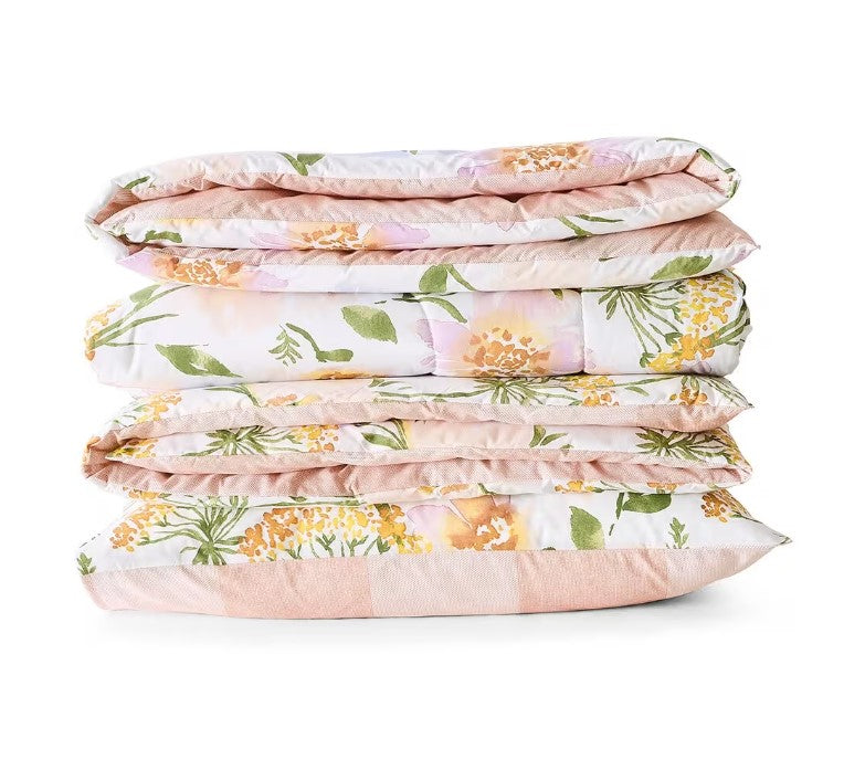 Easy Care Machine Wash Belle Cotton Rich Reversible Comforter Set QUEEN Size NEW