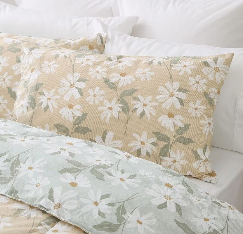 Easy Care Machine Wash Talia Cotton Rich Reversible Comforter Set QUEEN Size NEW