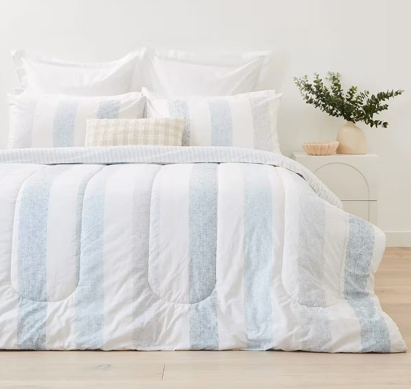 Easy Care Machine Wash Quinn Cotton Rich Reversible Comforter Set QUEEN Size NEW