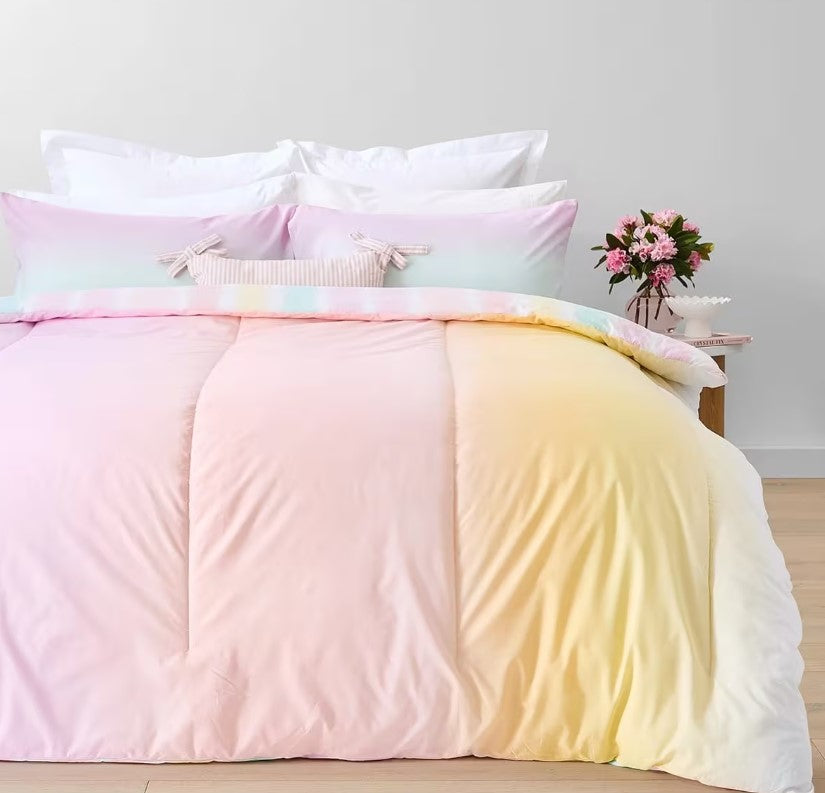 Easy Care Machine Wash Ombre Cotton Rich Reversible Comforter Set DOUBLE NEW