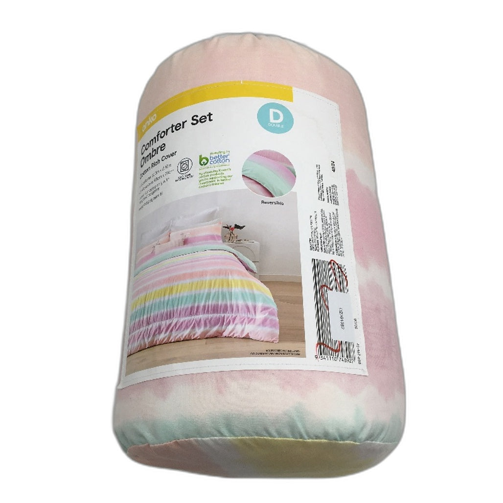 Easy Care Machine Wash Ombre Cotton Rich Reversible Comforter Set DOUBLE NEW