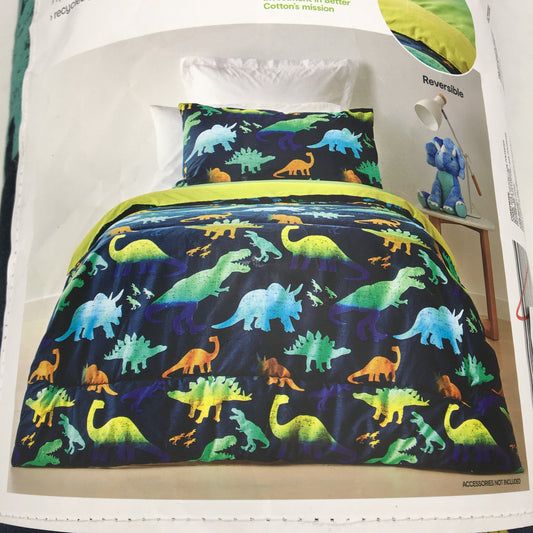 Easy Care Machine Wash Dino Cotton Rich Reversible Comforter Set SINGLE NEW