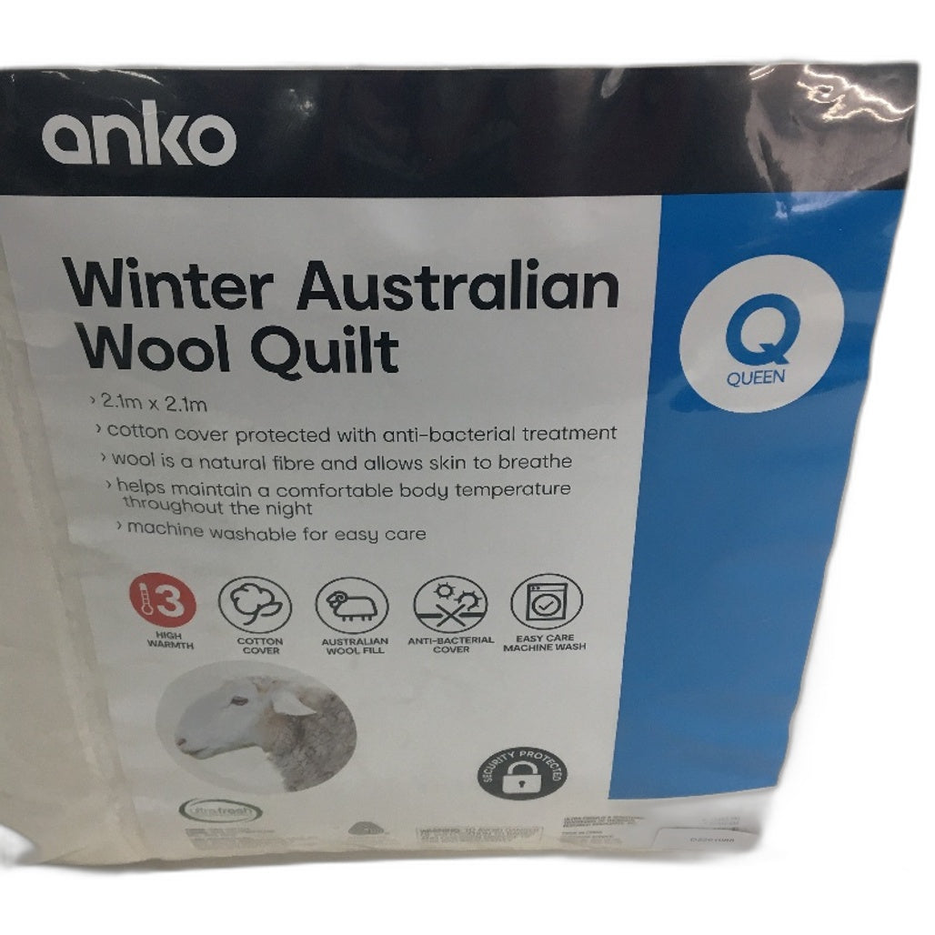 Easy Care Machine Washable High Warmth Winter Australian Wool Quilt QUEEN NEW