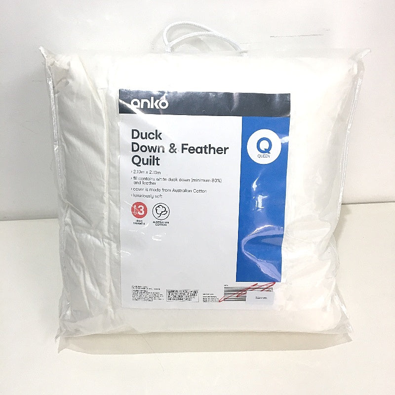 High Warmth All Seasons Cotton Cover Duck Down and Feather Quilt QUEEN NEW