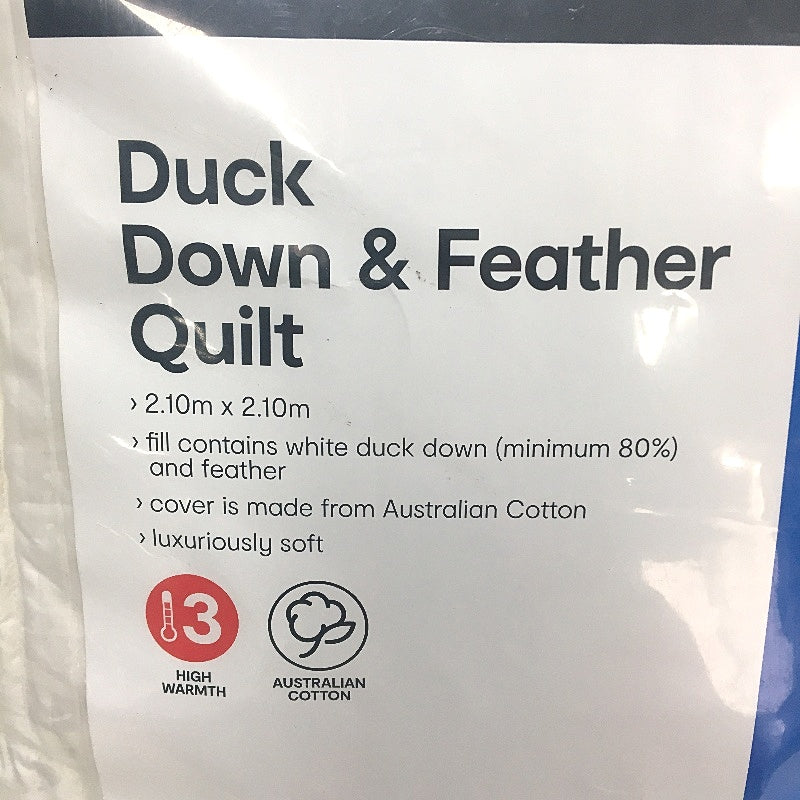 High Warmth All Seasons Cotton Cover Duck Down and Feather Quilt QUEEN NEW