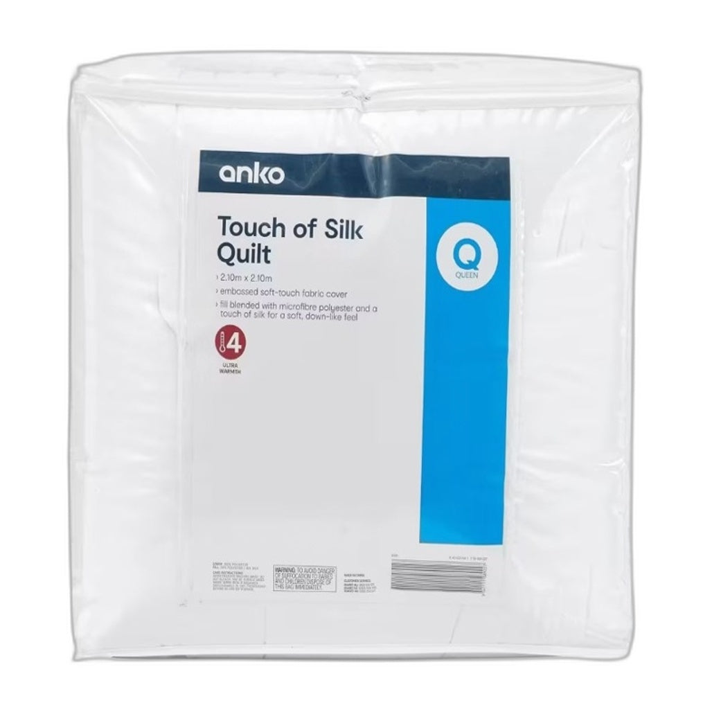 Ultra Warmth Embossed Soft-Touch Fabric Cover Touch of Silk Quilt QUEEN Size NEW