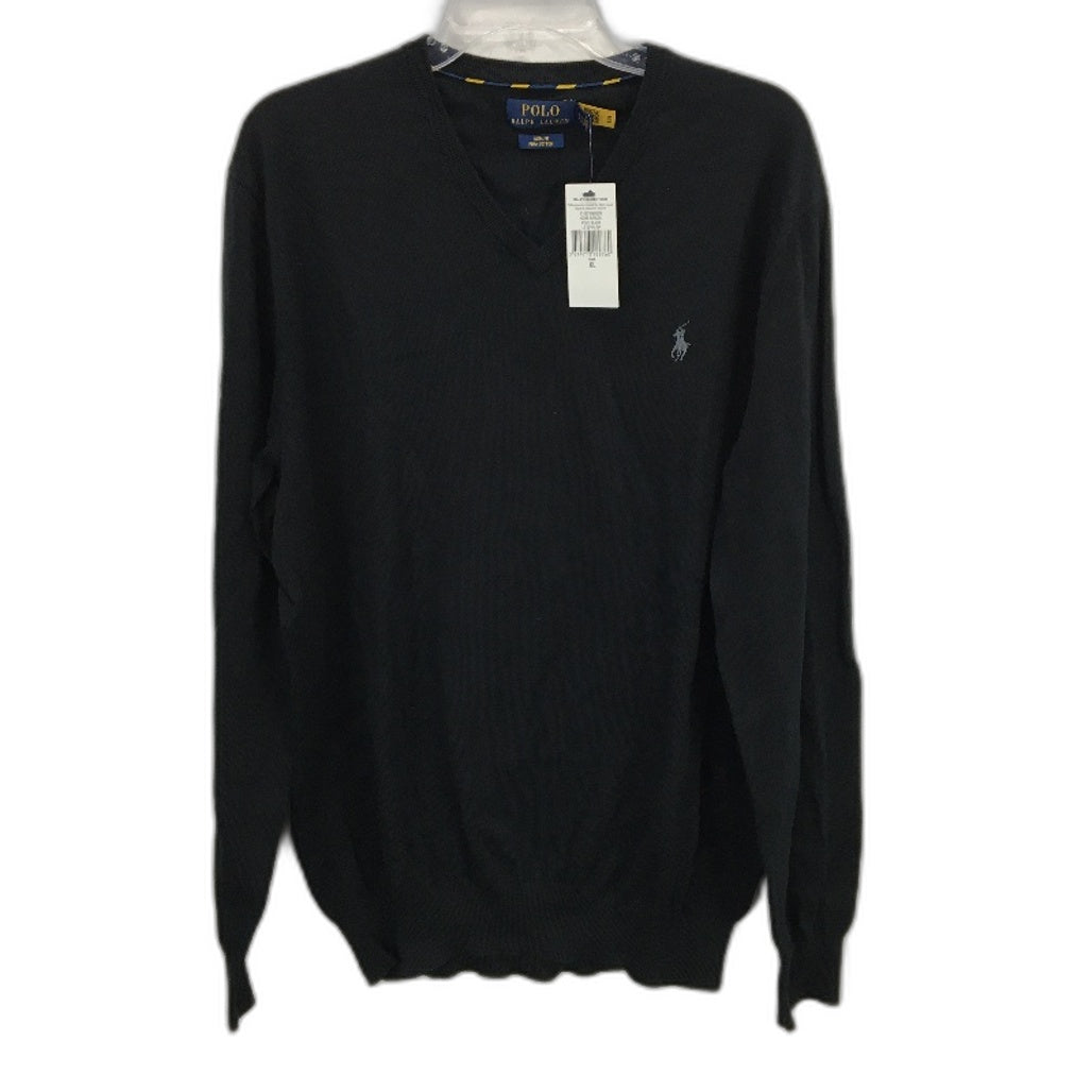 Polo Ralph Lauren Slim Fit Black Pima Cotton V-Neck Sweater Mens Size XL NEW