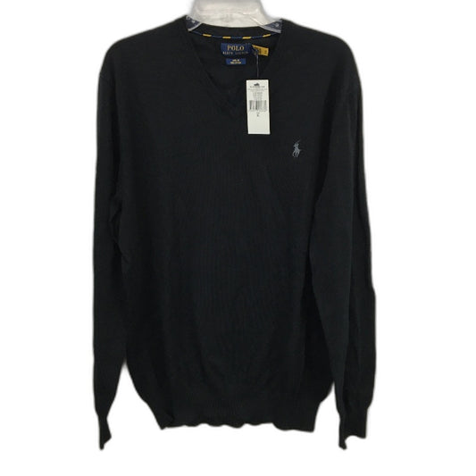 Polo Ralph Lauren Slim Fit Black Pima Cotton V-Neck Sweater Mens Size XL NEW