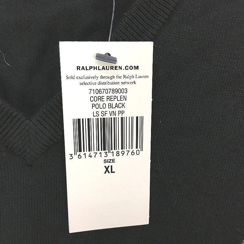 Polo Ralph Lauren Slim Fit Black Pima Cotton V-Neck Sweater Mens Size XL NEW