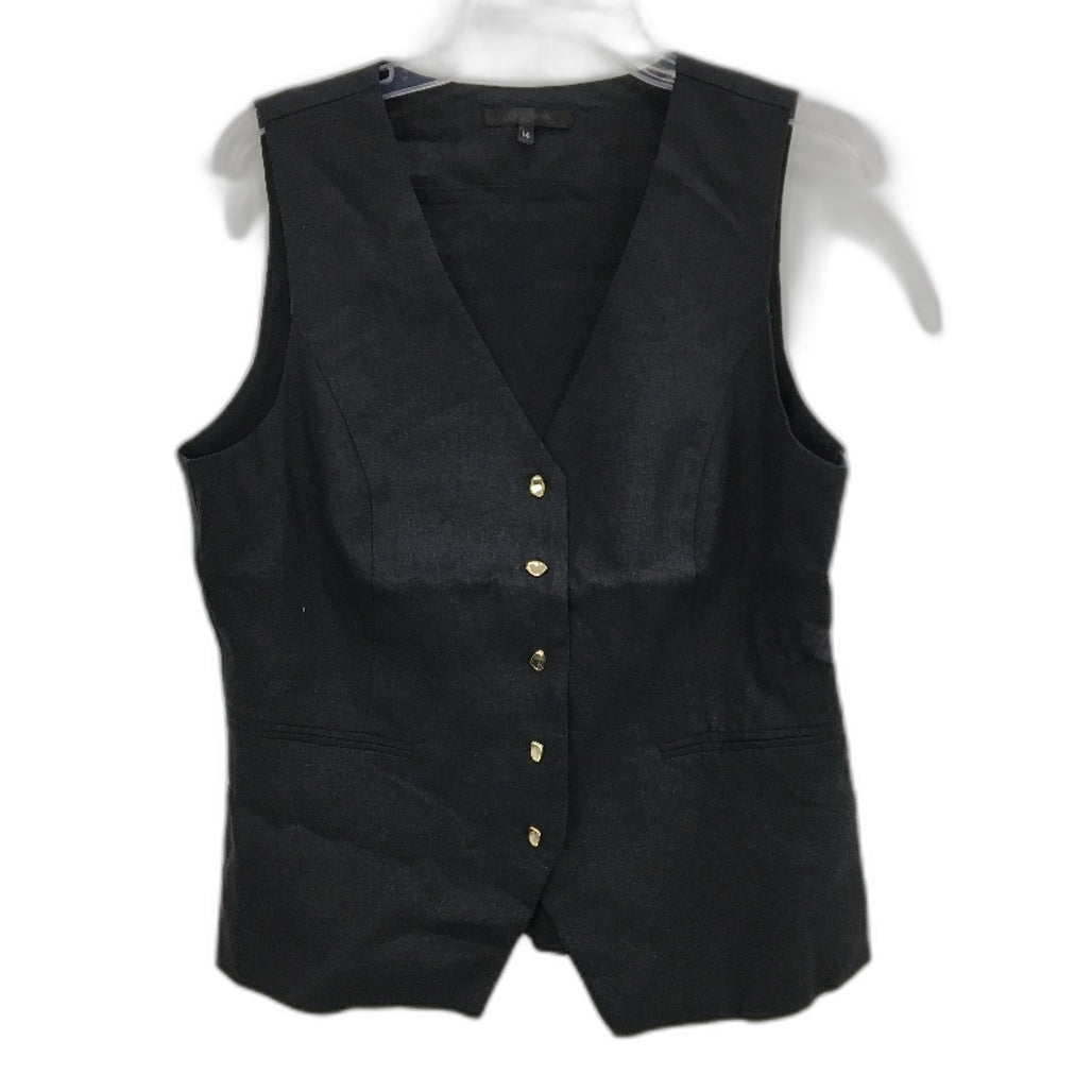 Portmans Olivia Linen Blend Black Vest Ladies Size AU 14 NEW