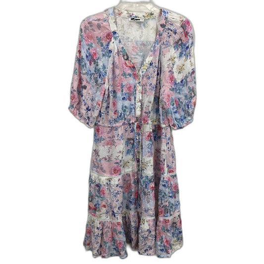 Just Jeans Luna Tiered Floral Pink Blue Dress Ladies Size AU 12 NEW