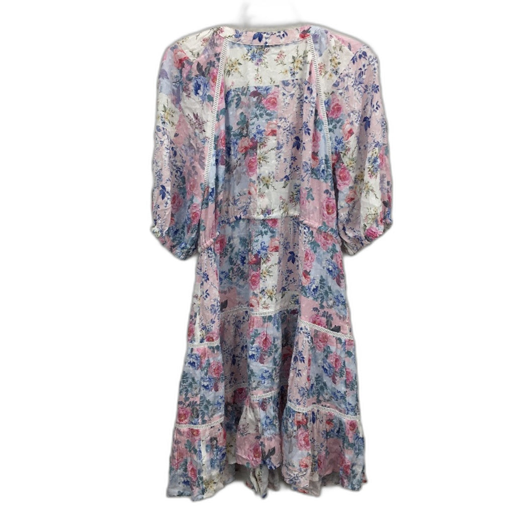 Just Jeans Luna Tiered Floral Pink Blue Dress Ladies Size AU 12 NEW