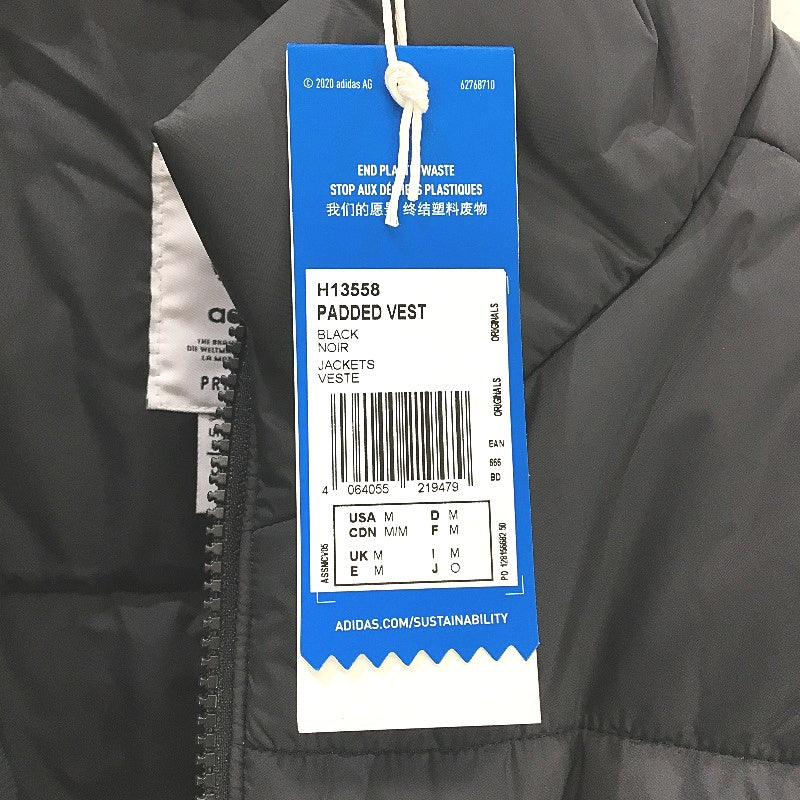 Adidas Originals Padded Stand Up Collar Black Puffer Vest Mens Size Medium NEW