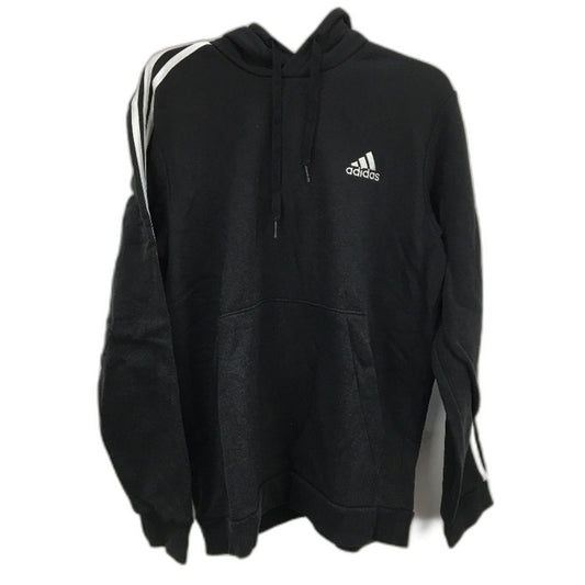 Adidas Essentials Fleece 3 Stripes Black Pullover Hoodie Mens Size Large NEW