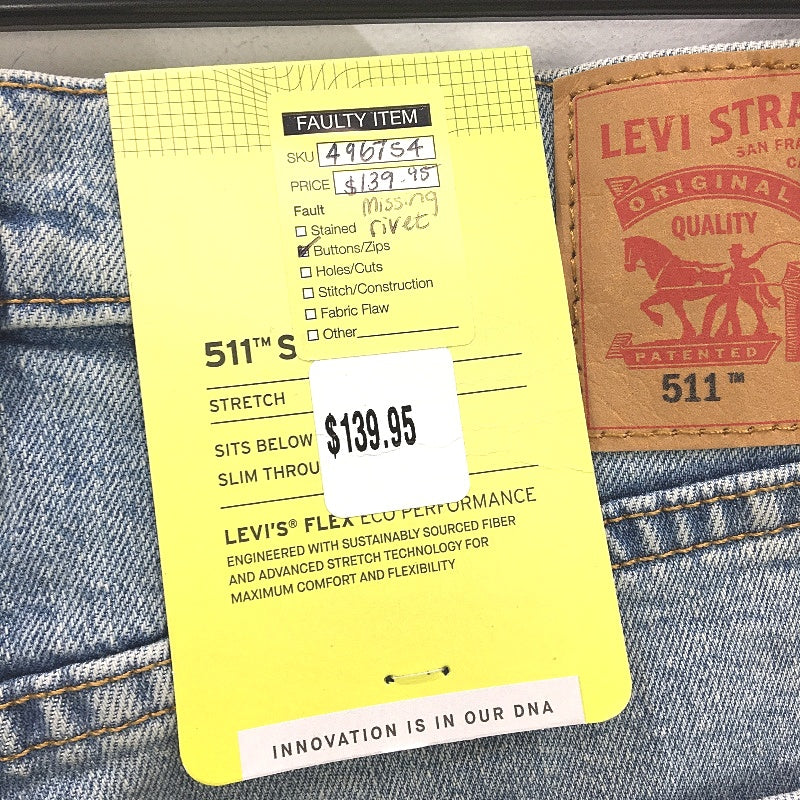 Levi's 511 Slim Flex Stretch Pale Blue Jeans Mens Size W36 L32 NEW
