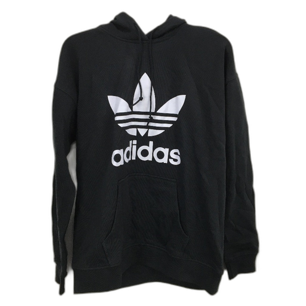 Adidas Adicolor Trefoil French Terry Cotton Black Hoodie Ladies Size UK 10 NEW