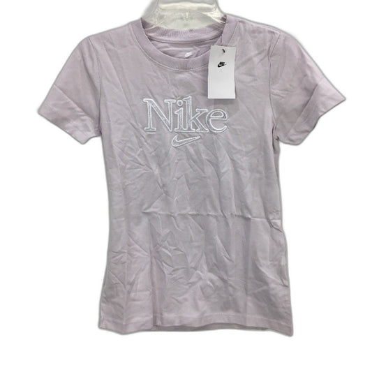 Nike Embroidered Fur Detail Logo Lilac Tee Shirt Ladies Size XS NEW