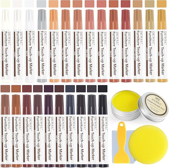 DEWEL 24 Colour Wood Furniture Restoration Repair Marker and Polish Kit NEW