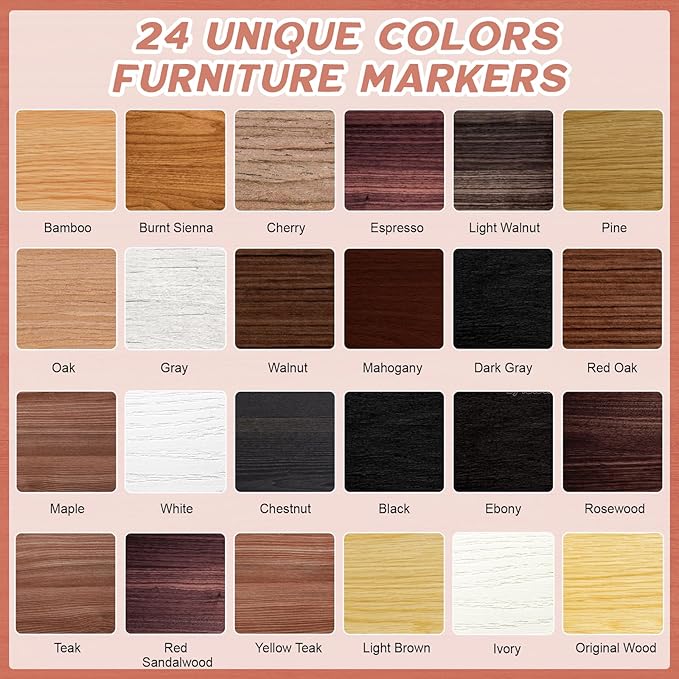 DEWEL 24 Colour Wood Furniture Restoration Repair Marker and Polish Kit NEW