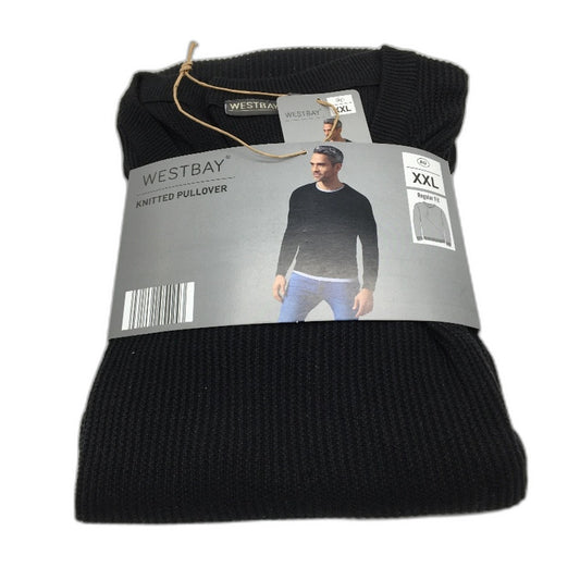 Westbay Black Regular Fit Lightweight Knitted Pullover Jumper Mens Size XXL NEW
