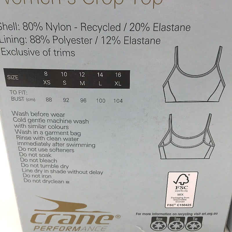 Crane Performance Green 2 Piece Activewear Crop Top & Bike Shorts Size 8 XS NEW