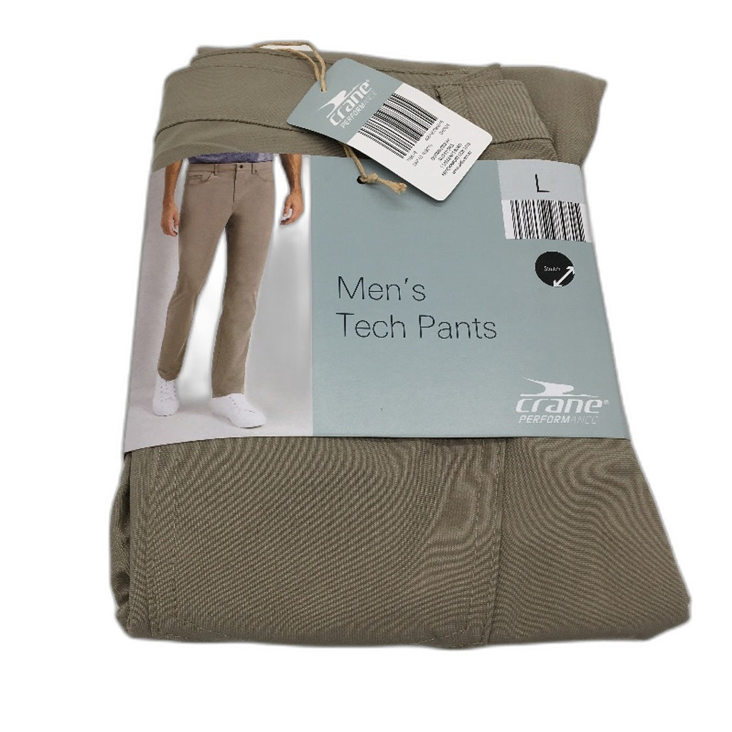 Crane Performance Khaki Casual Stretch Tech Pants Mens Size L NEW