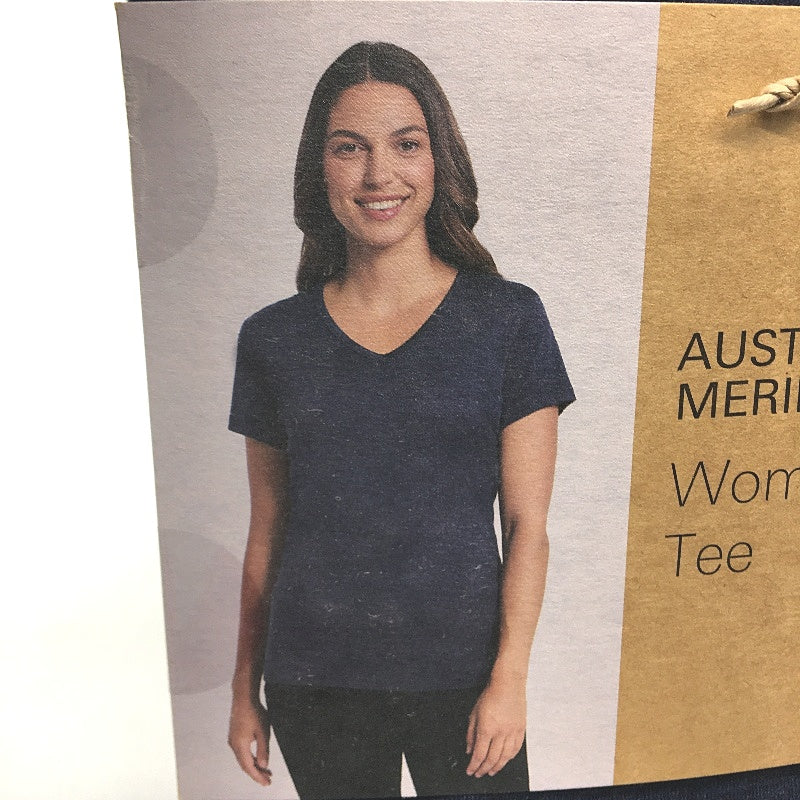 Crane Performance 100% Merino Fine Wool Navy Short Sleeve Top Ladies Size L NEW