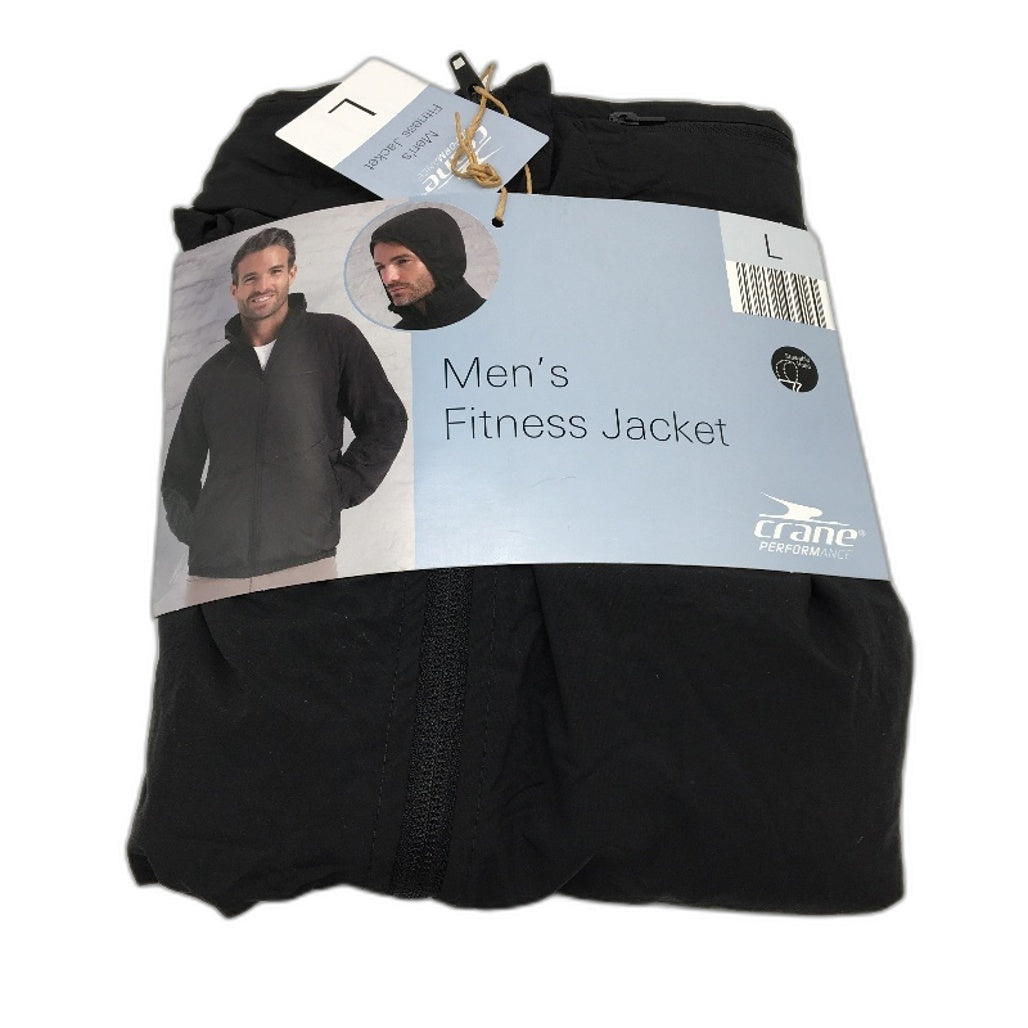 Crane Performance Black Waterproof Lightweight Fitness Jacket Mens Size L NEW