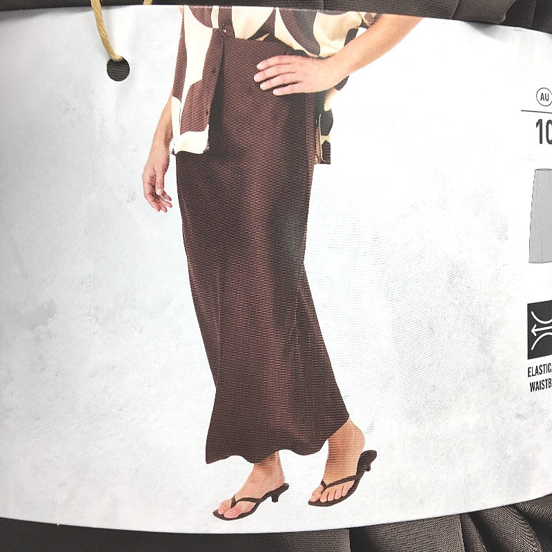 Serra Chocolate Brown Long Elasticated Waistband Satin Skirt Ladies Size 10 NEW