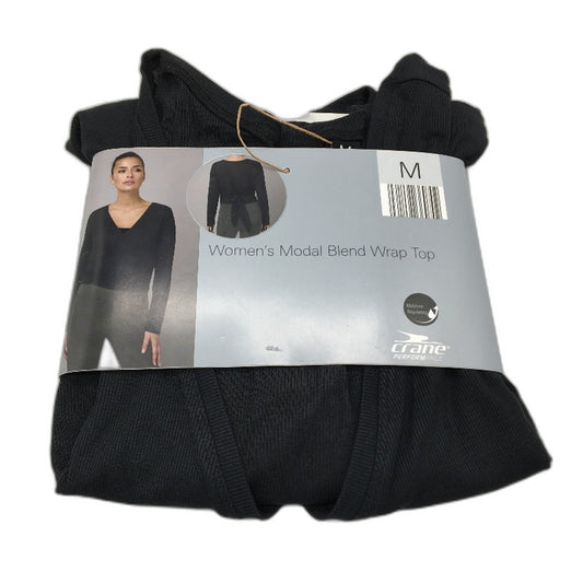 Crane Performance Black Moisture Regulating Modal Blend Wrap Top Size M NEW