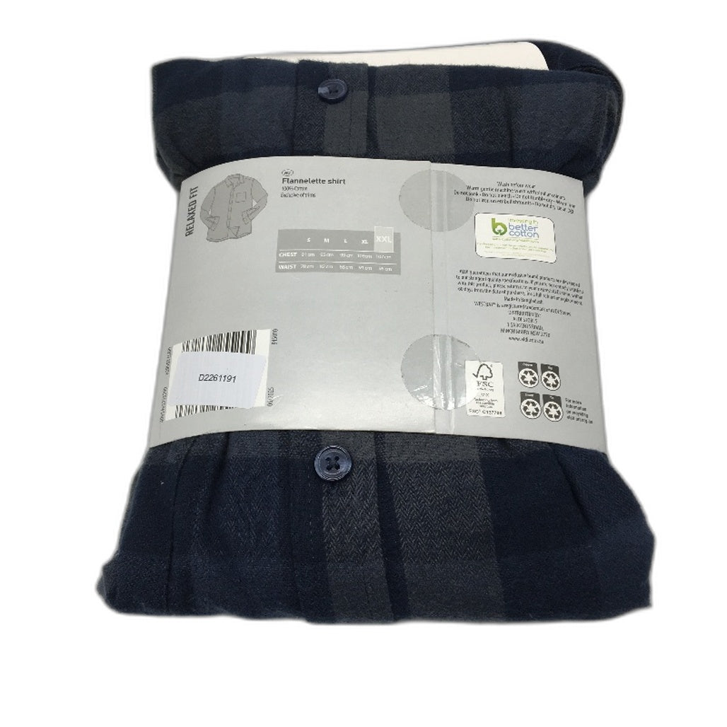 Westbay Blue Grey Check Pattern Relaxed Fit Flanelette Shirt Mens Size XXL NEW