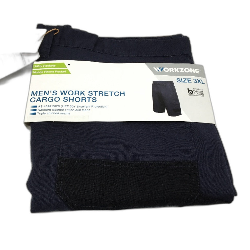 Workzone Navy Blue UPF 50+ Cotton Drill Stretch Work Shorts Mens Size 3XL NEW