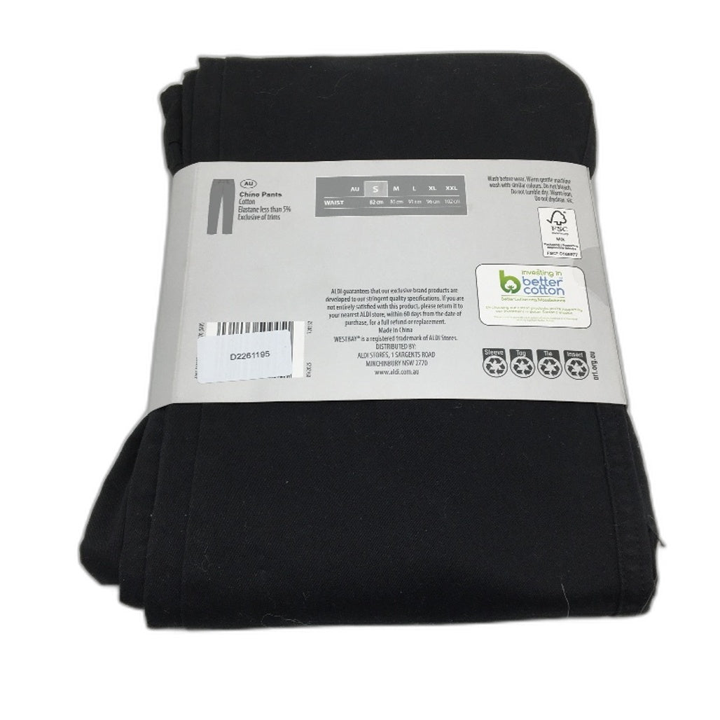 Westbay Black Cotton Regular Fit Lightweight Stretch Chino Pants Mens Size S NEW