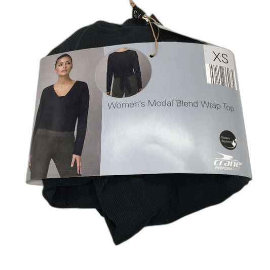 Crane Performance Black Moisture Regulating Modal Blend Wrap Top Size XS NEW