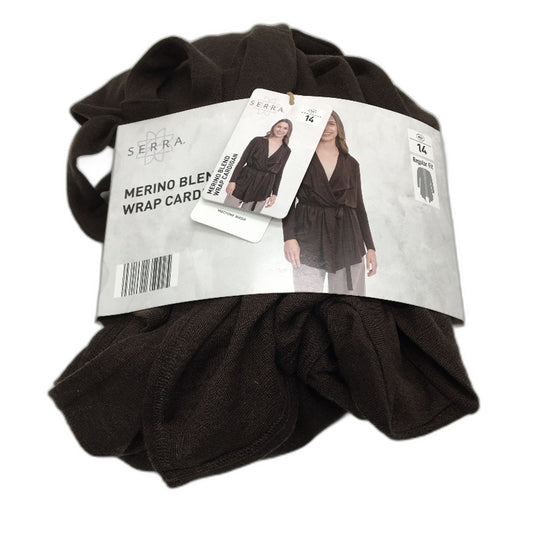 Crane Performance Brown Fine Wool Blend Wrap Cardigan Top Ladies Size 14 NEW